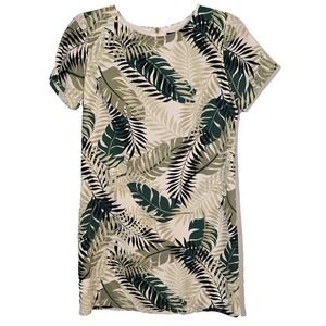 Lulus Women's Ivory and Green Shift Dress Size Small Resort Wear Beach‎ Tropical